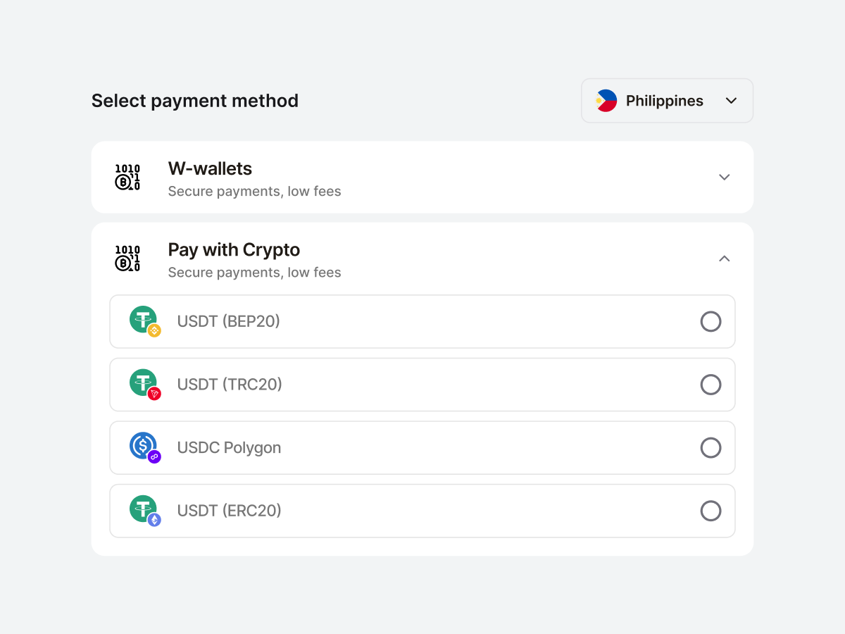 Select payment method and pay